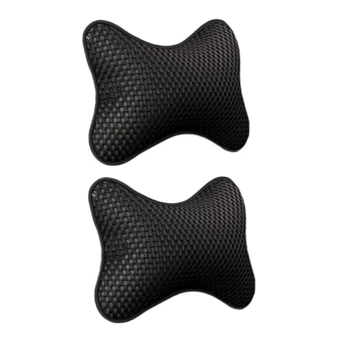 Cojín de asiento de coche y reposacabezas de soporte para cuello transpirable negro (2 piezas) 2