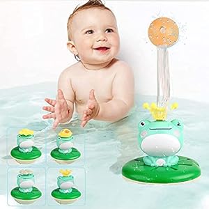 Frog Bath Toys for Toddler, NUFR Baby Pool Fun, Mini Fountain Toy, Water Spray Frog Sprinkler Shower Bath Toys For Kids…