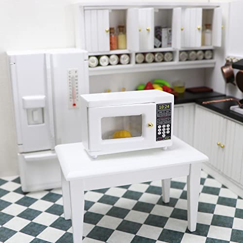 Miniature Microwave Dollhouse Accessories Oven Mini Kitchen Furniture Appliance 1:12 Mini House Decoration Model Decor High Simulation Accessories Ornaments (White) #TOP5