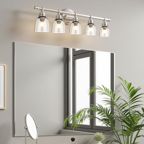 Image of Clear Glass Bell Shade Replacement - 1.65 inch Fitter - Compatible with Chandeliers, Wall Sconces, Vanity & Ceiling Lights - Decorative Lamp Globe for Home Lighting, 4 Pack