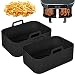 Produktbild Disnace 2 Stücke Silikontopf Set für Ninjas Dual Air Fryer, Air Fryer Silicone Pot, Heißluftfritteuse Zubehör Ersatz für Papiereinlagen, Wiederverwendbare Doppelkorb Luftfritteusen (Noir)