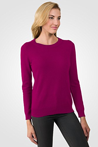 Image of JENNIE LIU Women's 100% Pure Cashmere Crew Neck Sweater, Tight Knit Cozy Soft Hand Washable Long Sleeve Pullover