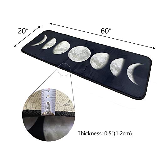Morromorn Black And White Runner Mat Throw Rug Bohemian Trendy, Non Skid Machine Washable Water-Absorbent - 20X60 Inches (Moon) #TOP1