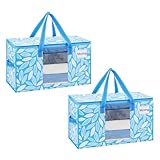 VENO Bolsa de Mudanza Grande y Resistente, Esenciales de Dormitorio Universitario, Organizador de Almacenamiento de Ropa con Cremallera, Almacenaje el Dormitorio(Brisa primaveral,Pack de 2)