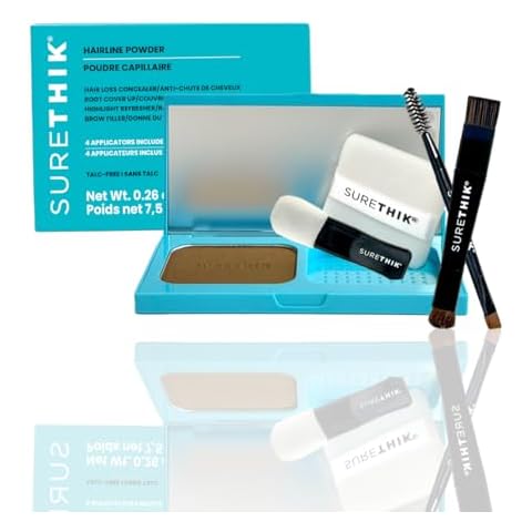 SURETHIK 4-in-1 Premium Hairline Powder Kit - Conceal Thinning Hair, Root Touch-Up, Highlight Refresher & Eyebrow Enhancer for Men and Women (Dark Blonde) Cover