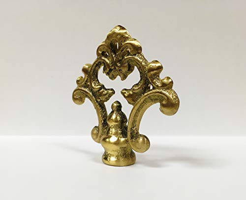 Image of Lamp Finial-Solid Cast Brass Traditional Fancy Loop lamp Finial w /Dual Threads