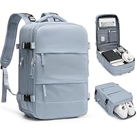 Mochila Viaje Cabina Avion 40x20x25 compatible con Aerolineas– Maleta Cabina con apertura 180°, puerto USB y compartimentos organizados – Mochila Viaje ligera impermeable Mochila Mujer (Celeste)