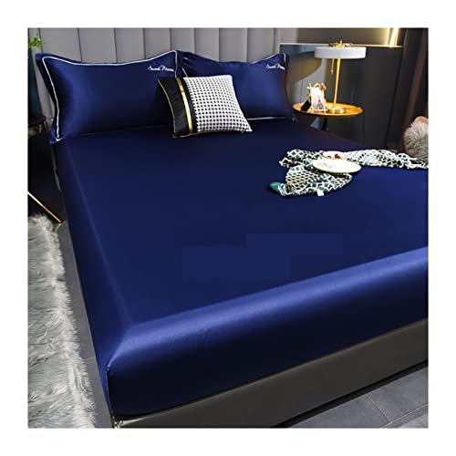 KBLDOPN Sábana Bajera elástica, Funda Protectora for colchón, Colcha de satén, Ropa de Cama, sábana de rayón, Individual, Doble, Queen, King, tamaño 90 para Cama(Picture Color,150x200x25cm 1pc)