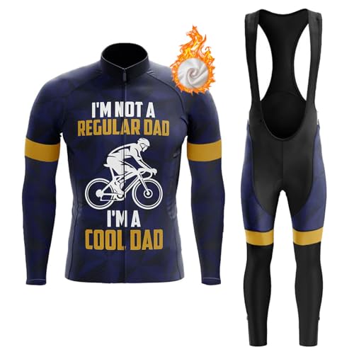Maillot Ciclismo Hombre Invierno Conjunto Ciclista Ropa Bici MTB Polar Térmico,Traje Bicicleta Chaquetas Manga Larga y Culotte Tirantes con 19D Gel Acolchado,Completa de Jerseys Ciclo BTT(C9,L)