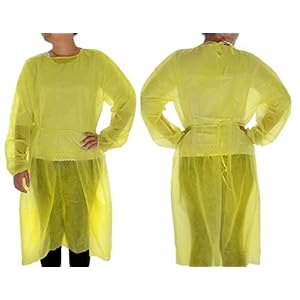 Dealmed Yellow Isolation Gown – 50 Count of Disposable Medical Gowns, Blue Latex-Free, Perfect for Hospitals, Medical Facilities, and Physicians’ Offices (Case of 50)
