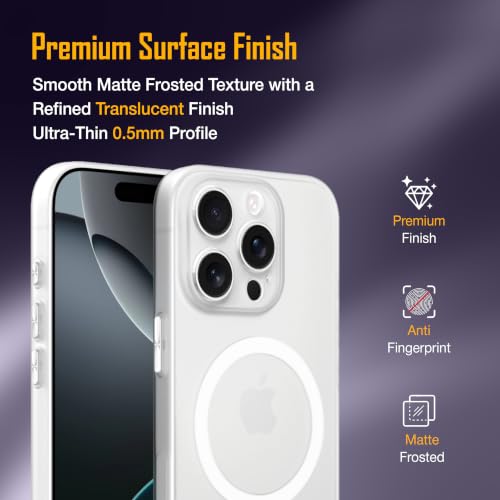 Image of ZAP CASE Paper Thin Case for iPhone 16 Pro | Ultra-Slim 0.5 mm Back Cover | Metal Buttons | Lightweight | Matte Finish | Anti-Fingerprint | Scratch Resistant | Camera Protection | Magsafe | White