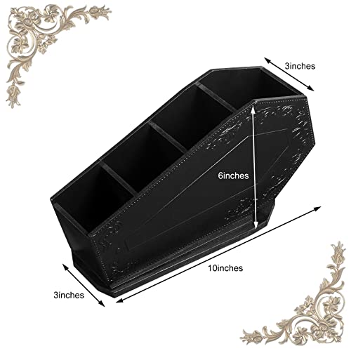 Coffin Brush Holder Gothic Wooden Makeup Organizer Coffin Case Goth Gifts For Women Cosmetic Display Cases For Women Spooky Home Office Pen Pencil Brushes Organizer Gothic Bathroom Decor Accessories #TOP1