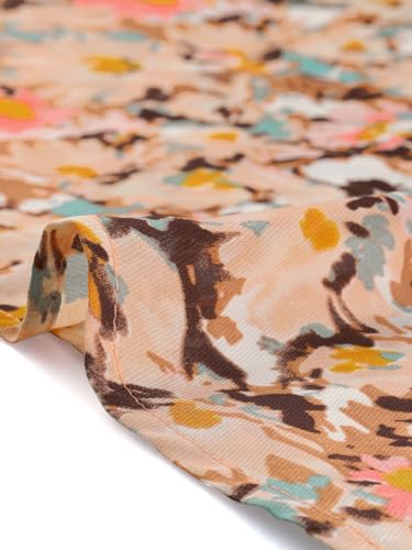 Allegra K Blusas de chifón de Media Manga con Cuello Alto y Volantes Florales para Mujer Rosa S