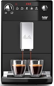 Melitta Purista Kaffeevollautomat, Mattschwarz, Flüsterleises Mahlwerk, Individuelle Kaffeezubereitung, Kompakte Größe, 1, 2L Wassertank