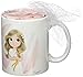 Mopec Taza Primera Comunión de Porcelana para niña Adornada con Caramelos de Frutas, Pack de 1 Unidad, Blanco, 8.20x8.20x9.50 cm