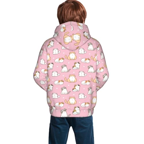 Cartoon Cat and Paw Kid Hoodies Boys Sweatshirts Girls Pullover with Pocket4