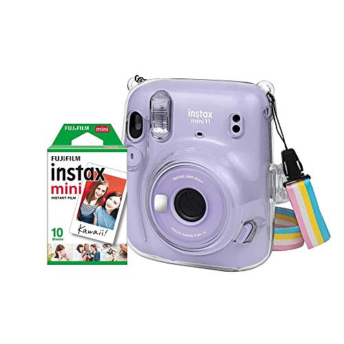 Kit Câmera Instantânea FujiFilm Instax Mini 11 Lilás + Bolsa Crystal + Pack 10 Fotos Instantâneas