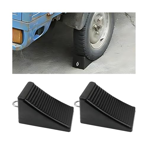 Image of Mandark 2PCS Heavy Duty Rubber Car Wheel Chocks, Durable Automotive Tire Stoppers, Anti-Slip Solid Front and Back Vehicle Wheel Stoppers, Universal for Travel Trailers, Camper, ATV
