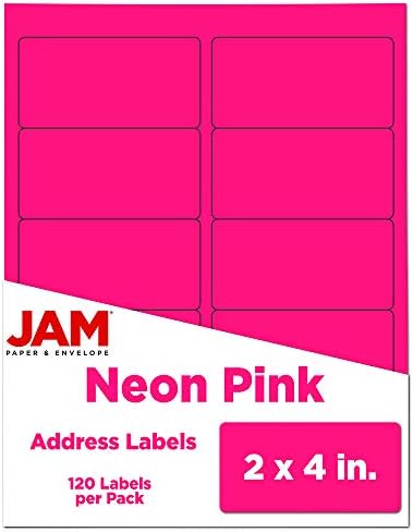 JAM PAPER Shipping Address Labels - Standard Mailing - 2 x 4 - Neon Fluorescent Pink - 120/Pack