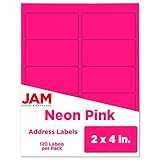 JAM PAPER Shipping Address Labels - Standard Mailing - 2 x 4 - Neon Fluorescent Pink - 120/Pack