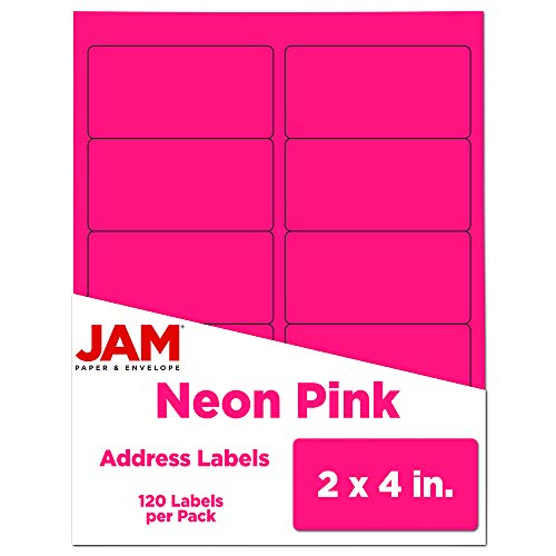 Jam Paper Shipping Address Labels - Standard Mailing - 2 X 4 - Neon Fluorescent Pink - 120/Pack #TOP6