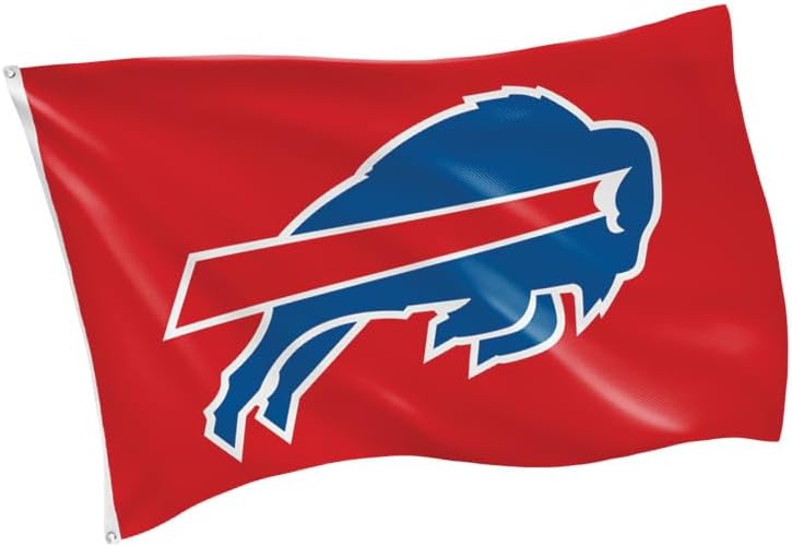 NFL 3 x 5 Outdoor Durable Flag with Grommets | Heavy Duty Flag & Banner for Outdoor Garden Patio Decoration | Indoor Wall Decor Flag for Room | Works with Flag Poles for Outside House (Buffalo Bills-Red)
