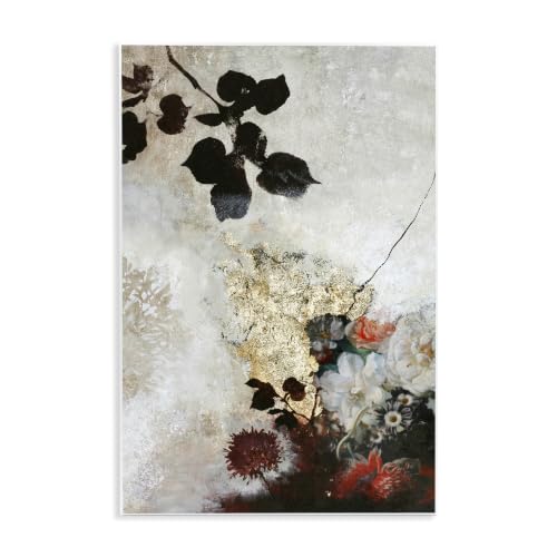 Modern Floral Silhouettes, 13 x 19 Inch Mounted Print on Wall Plaque