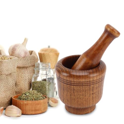 Effortlessly Crush and Mix with The Jujube Wood Garlic Grinder Bowl,Multipurpose Mixing Grinder Ideal for Household and Restaurant Use