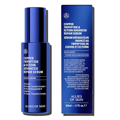 Image of Allies of Skin Copper Tripeptide & Ectoin Advanced Repair Face Serum | Hydrating Moisturizer for Dry Skin | Anti Aging Skincare with Peptides | Treat Fine Lines & Wrinkles (1.7 Fl. oz)