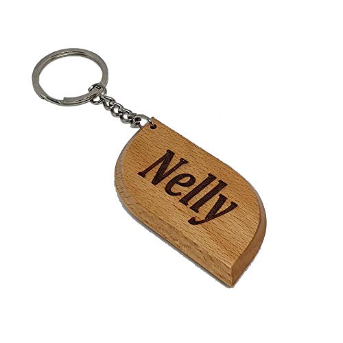 S M Gift Shop Nelly Personalised Name Engraved Wooden Keyring Keychain Key Ring
