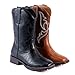 RLW Men's Western Cowboy Boots, Square Toe Work Boots with Comfortable Synthetic Leather for Riding Farming