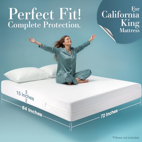 Image of Utopia Bedding Zippered Mattress Encasement - Bed Bug Proof, Dust Mite Proof Mattress Cover - Waterproof Mattress Protector (California King)
