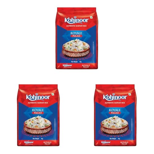 Kohinoor Pulao Basmati Rice, 1 kg | Long-Grain Basmati (Cooked grain up to 18 mm) | Aromatic & Flavorful Rice | Ideal for Pulao (Pack of 3)
