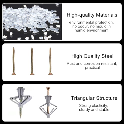 jatimdotina 20 Stück Hohlraumdübel Butterfly, Gipskartondübel mit 20 Stück Schrauben, Spreizdübel Hohlwanddübel, Gipskartondübel mit Schrauben, Rigipsdübel Für Gipskarton, Gipsfaserplatten