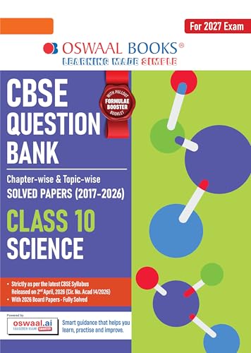 Image of Oswaal CBSE Class 10 Science Question Bank | Chapter & Topic-wise Solved Papers (2017-2026) | Based on Syllabus (April 2026) | Includes 2026 Papers | For 2027 Exam