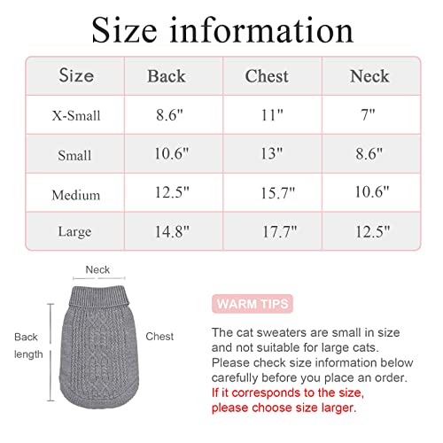 Jnancun Cat Sweater Turtleneck Knitted Sleeveless Cat Clothes Warm Winter Kitten Clothes Outfits For Cats Or Small Dogs In Cold Season (Medium, Grey) #TOP3