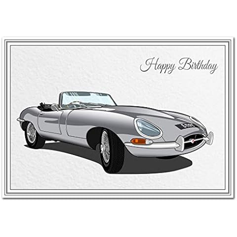 Unique E-Type Jaguar Birthday Card Cover