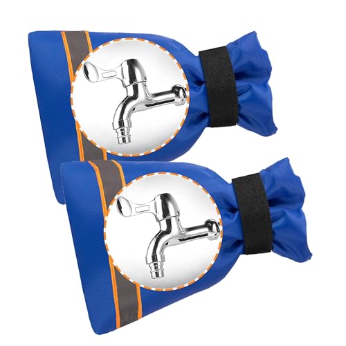 Outdoor Faucet Socks - 10'H x 6.3'W for Winter Freeze Protection, 2 Piece Tap Cover, Reusable Spigot Cover - Blue