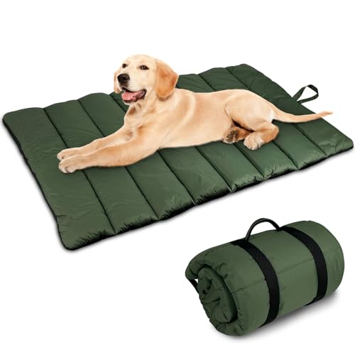 Lohofrnny wasserdichte Hundematte 110 x 68cm, Verdickung Komfort und Weiches Waschbares Reisedecke für Hunde, Faltbar Tragbare Hundekissen für Reise Camping Outdoor (Olivgrün)