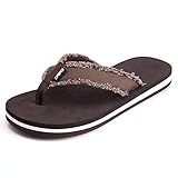 Men's Flip Flops Beach Sandals Lightweight EVA Sole Comfort Thongs(9,Brown)