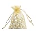 Ling's moment 3x4 Inch Sheer Organza Gift Candy Bags (100, Gold)