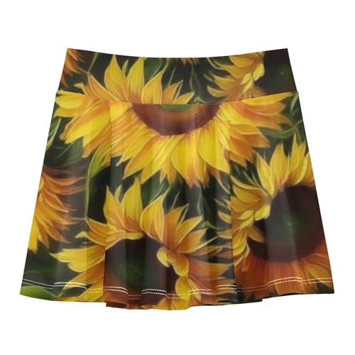 Girls' Shorts Athletic Skorts Toddlers Tennis Skirts Print Cheer Skirt Yellow Sunflowers 3t