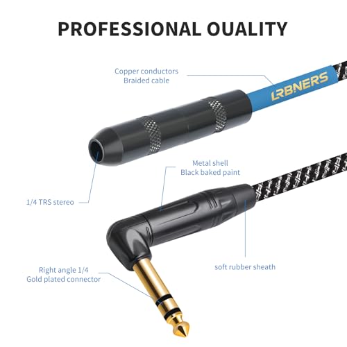 Cable TRS macho a hembra 6.35mm ángulo 90 grados 2FT miniatura 5