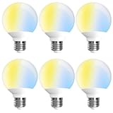 ILC G25 Globe Light Bulbs, App-Controlled LED Bulb with Bluetooth Mesh, 6W, 60W Equivatlent, 600LM, CCT: 2700K-6000K, CRI>95+, E26 Base, 120V for Vanity, Pendant fixtures, Bathroom (6 Pack)