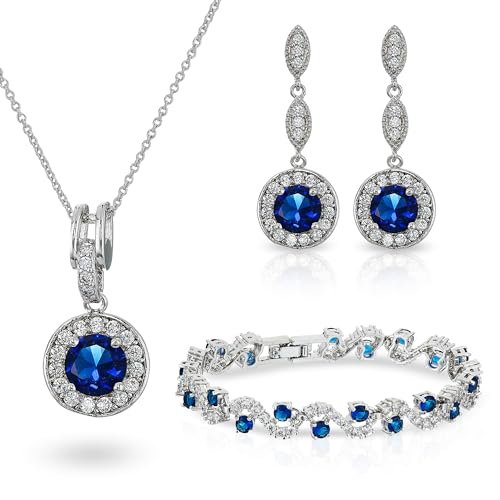 Crystalline Azuria Jewellery Sets for Women Wedding Jewellery Sets Bridal Jewellery Set with Necklace And Earring for Bride Cubic Zirconia Bridesmaid Jewellery Fashion Costume Jewellery