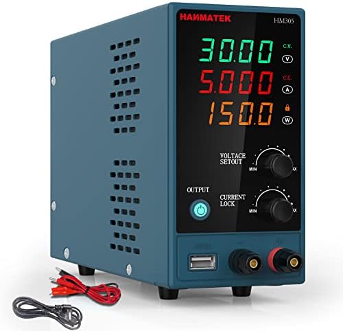 Adjustable DC Power Supply (0-30 V 0-5 A) with Output Enable/Disable Button HANMATEK HM305 Mini Variable Switching Digital Bench Power Supply