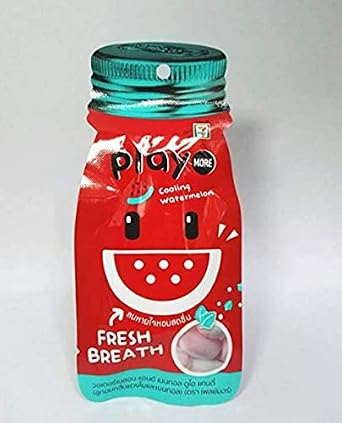Watermelon and Menthol candy Play More Cooling Fresh Candy, Sugar Free 12 g/ 0.42 Oz (Pack of 12)