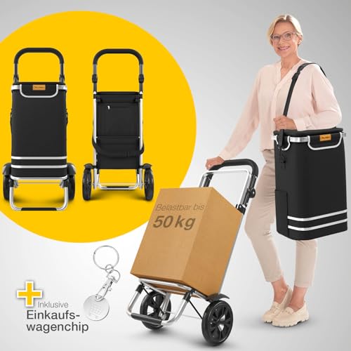 ELONEO Einkaufstrolley klappbar, Einkaufswagen mit Kühlfach, 3in1 Trolley, Sackkarre & Umhängetasche, Einkaufsrollwagen… – Ansicht 9