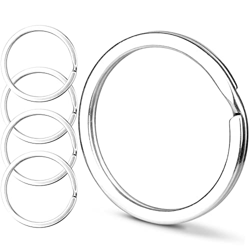 Image of Crest Stainless Steel Key Rings - 5 Pcs - ~1.25inch, 32mm Surgical Grade SS316 Round Split Key Rings for Keychains - Surgical Grade Stainless Steel Keychain Rings