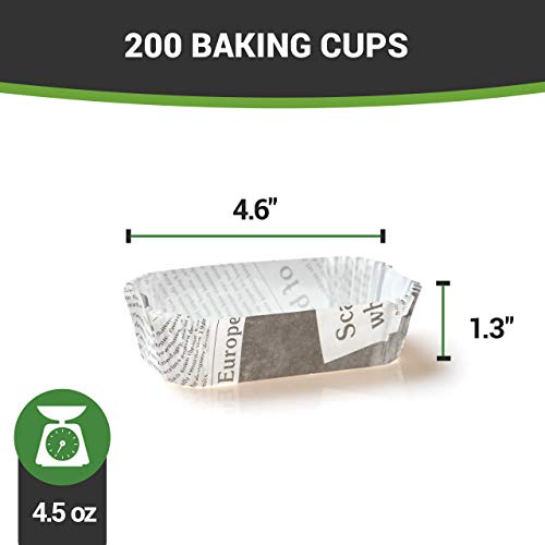 Panificio Premium 4-Inch Baking Cups, 4.5 Oz: Large-Ridged Elliptical Paper Baking Cups Perfect For Muffins, Cupcakes Or Mini Snacks - Black And White Press Print Design - Recyclable - 200-Ct #TOP3